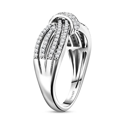 D'Joy White Diamond 0.50 ctw Cocoa Twist Ring in Rhodium Over Sterling Silver (Size 10.0)