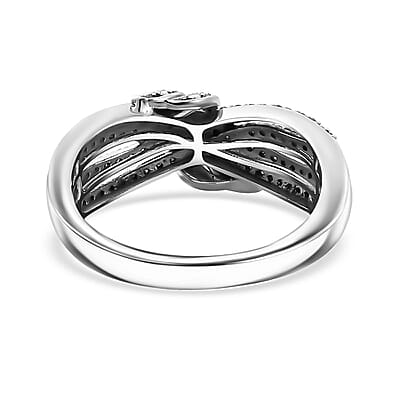 D'Joy White Diamond 0.50 ctw Cocoa Twist Ring in Rhodium Over Sterling Silver (Size 10.0)