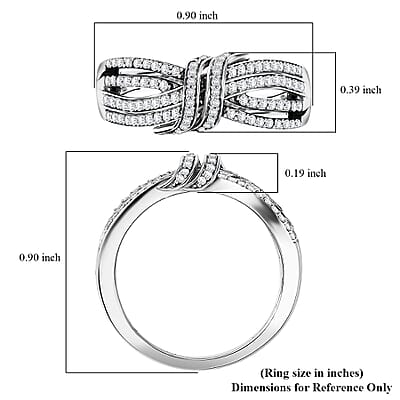 D'Joy White Diamond 0.50 ctw Cocoa Twist Ring in Rhodium Over Sterling Silver (Size 10.0)