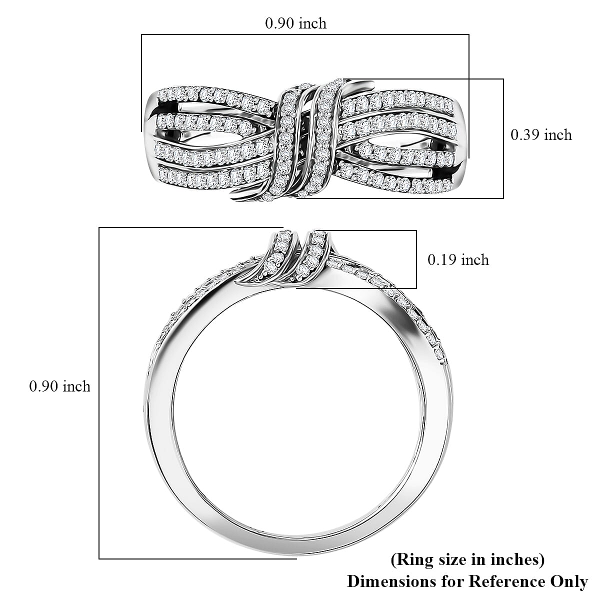 D'Joy White Diamond 0.50 ctw Cocoa Twist Ring in Rhodium Over Sterling Silver (Size 10.0)