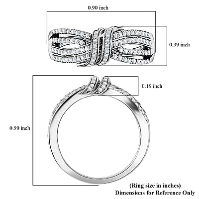 D'Joy White Diamond 0.50 ctw Cocoa Twist Ring in Rhodium Over Sterling Silver (Size 10.0)