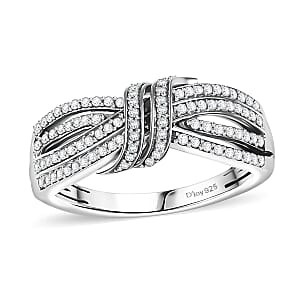 White Diamond 0.50 ctw Cocoa Twist Ring in Rhodium Over Sterling Silver (Size 9.0)