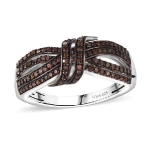 Red Diamond 0.50 ctw Cocoa Twist Ring in Rhodium Over Sterling Silver (Size 7.0)