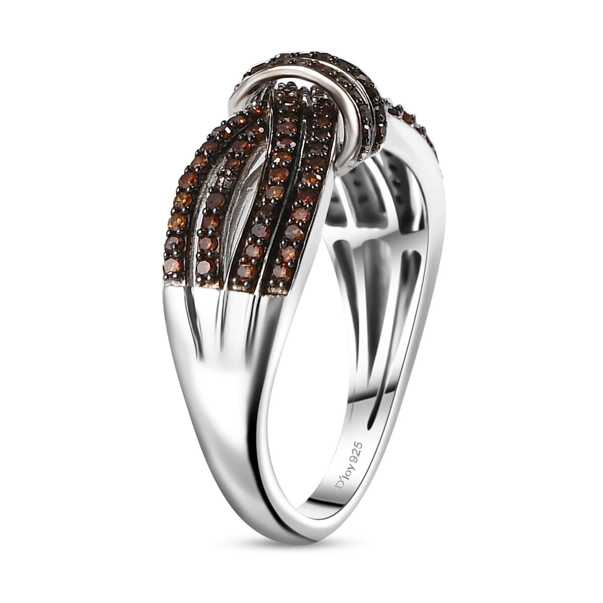 Doorbuster Red Diamond 0.50 ctw Cocoa Twist Ring in Rhodium Over Sterling Silver (Size 9.0) (Del. in 5-7 Days) image number 3