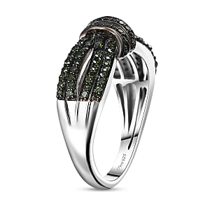 Green Diamond 0.50 ctw Cocoa Twist Ring in Rhodium Over Sterling Silver (Size 10.0)
