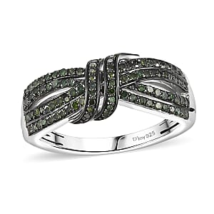 Green Diamond 0.50 ctw Cocoa Twist Ring in Rhodium Over Sterling Silver (Size 6.0)