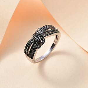 Green Diamond 0.50 ctw Cocoa Twist Ring in Rhodium Over Sterling Silver (Size 6.0)