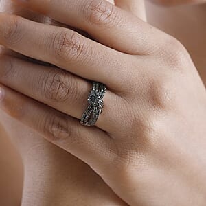 Green Diamond 0.50 ctw Cocoa Twist Ring in Rhodium Over Sterling Silver (Size 6.0)