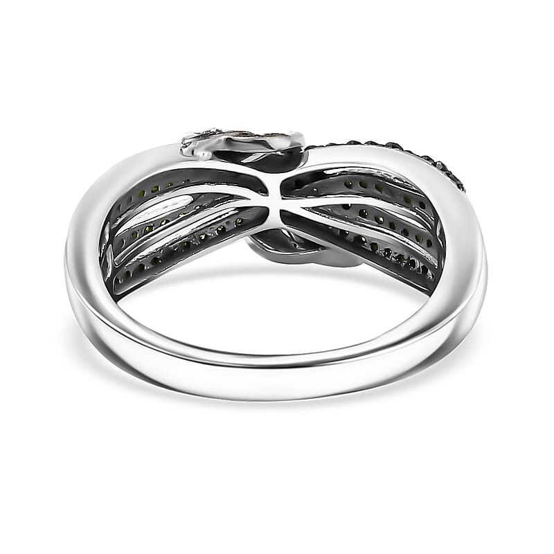 Green Diamond 0.50 ctw Cocoa Twist Ring in Rhodium Over Sterling Silver (Size 6.0)