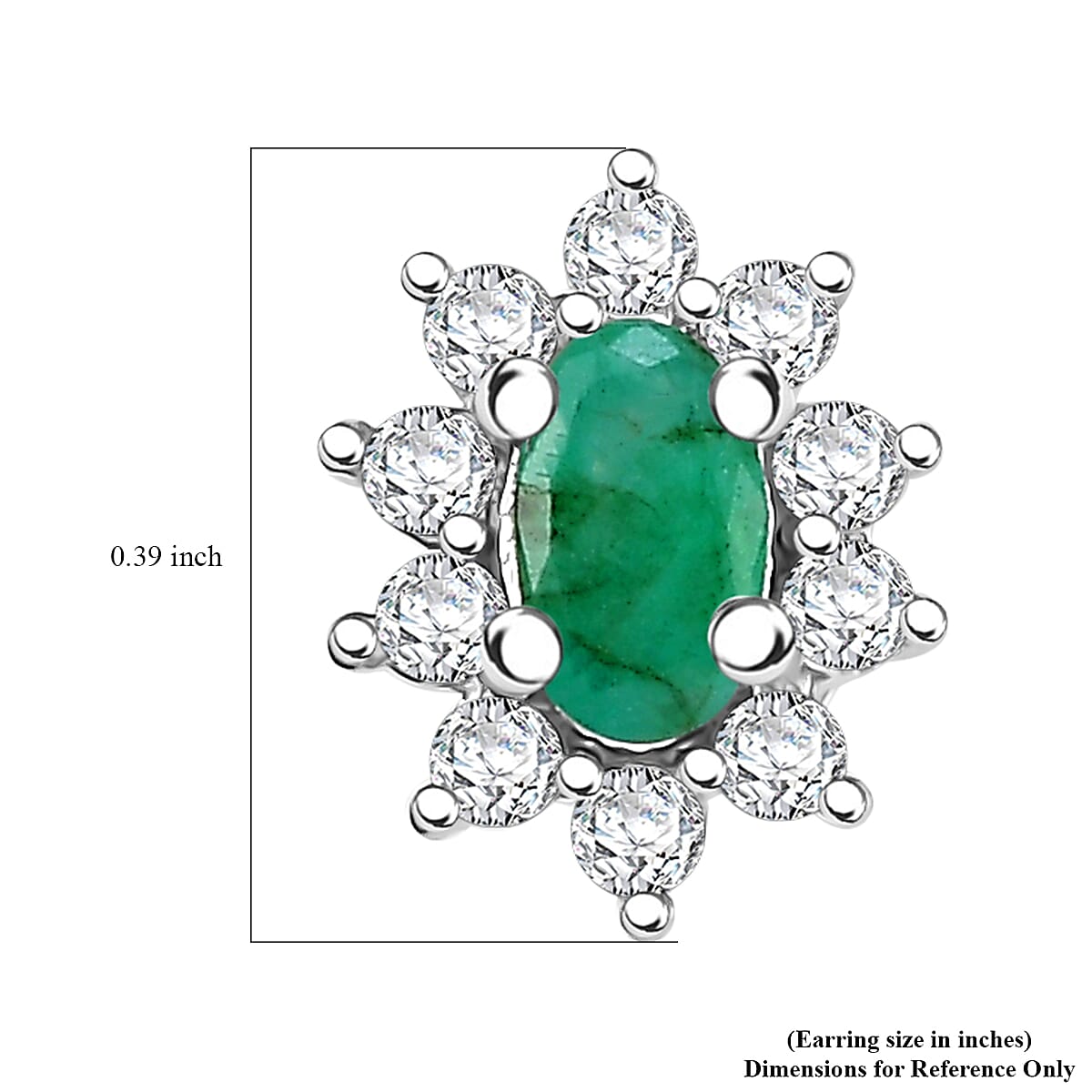 Kagem Zambian Emerald and Moissanite 0.75 ctw Snowflake Earrings in Rhodium Over Sterling Silver