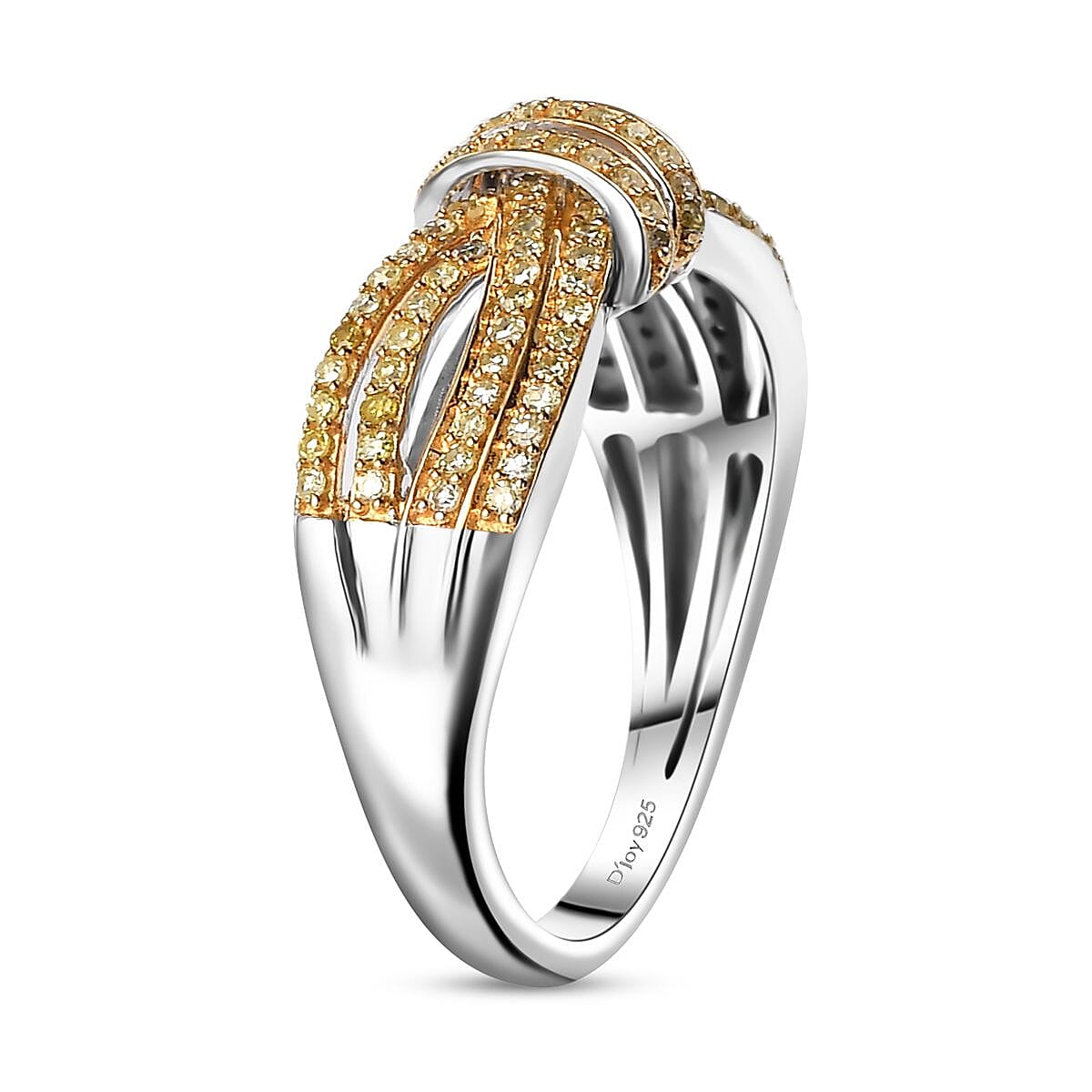 D'Joy Yellow Diamond 0.50 ctw Cocoa Twist Ring in Rhodium Over Sterling Silver (Size 9.0) image number 3