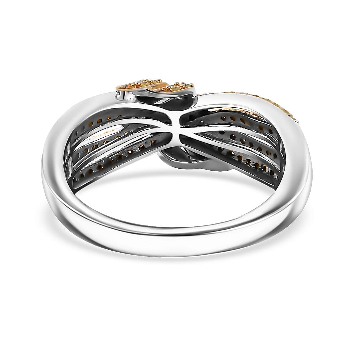 D'Joy Yellow Diamond 0.50 ctw Cocoa Twist Ring in Rhodium Over Sterling Silver (Size 9.0) image number 4