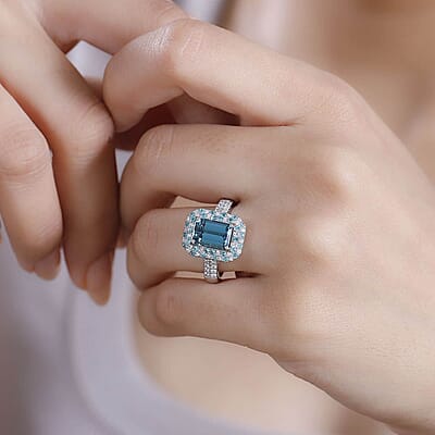 Certified & Appraised Rhapsody AAAA Pirineu Lagoon Tourmaline, Paraiba Tourmaline and E-F VS2 Diamond 3.65 ctw Ring in 950 Platinum (Size  10.0) 7.20 Grams