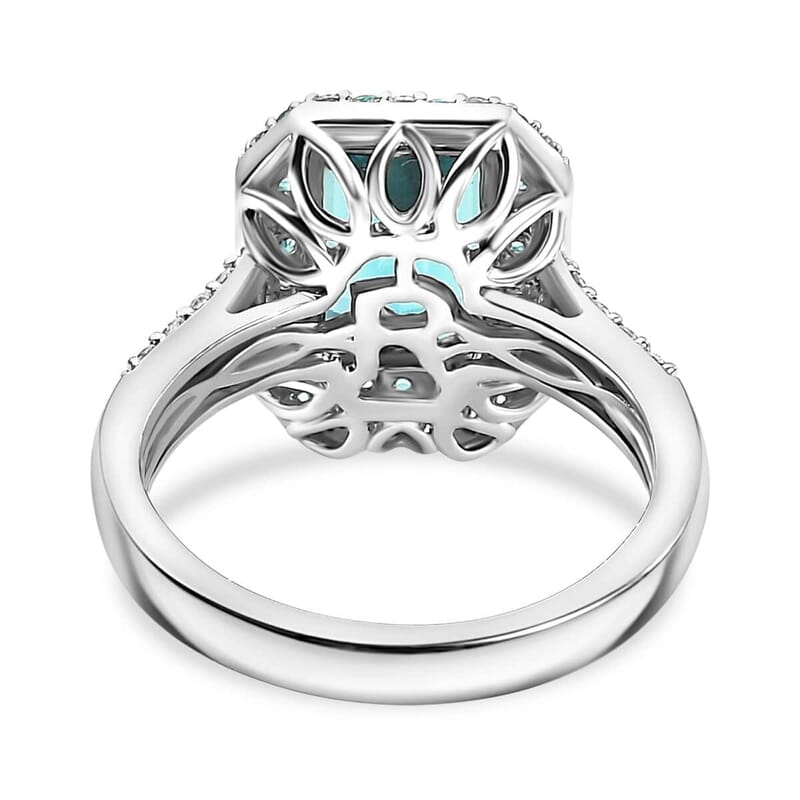 Certified & Appraised Rhapsody AAAA Pirineu Lagoon Tourmaline, Paraiba Tourmaline and E-F VS2 Diamond 3.65 ctw Ring in 950 Platinum (Size  10.0) 7.20 Grams