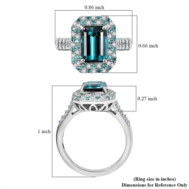 Certified & Appraised Rhapsody AAAA Pirineu Lagoon Tourmaline, Paraiba Tourmaline and E-F VS2 Diamond 3.65 ctw Ring in 950 Platinum (Size  10.0) 7.20 Grams
