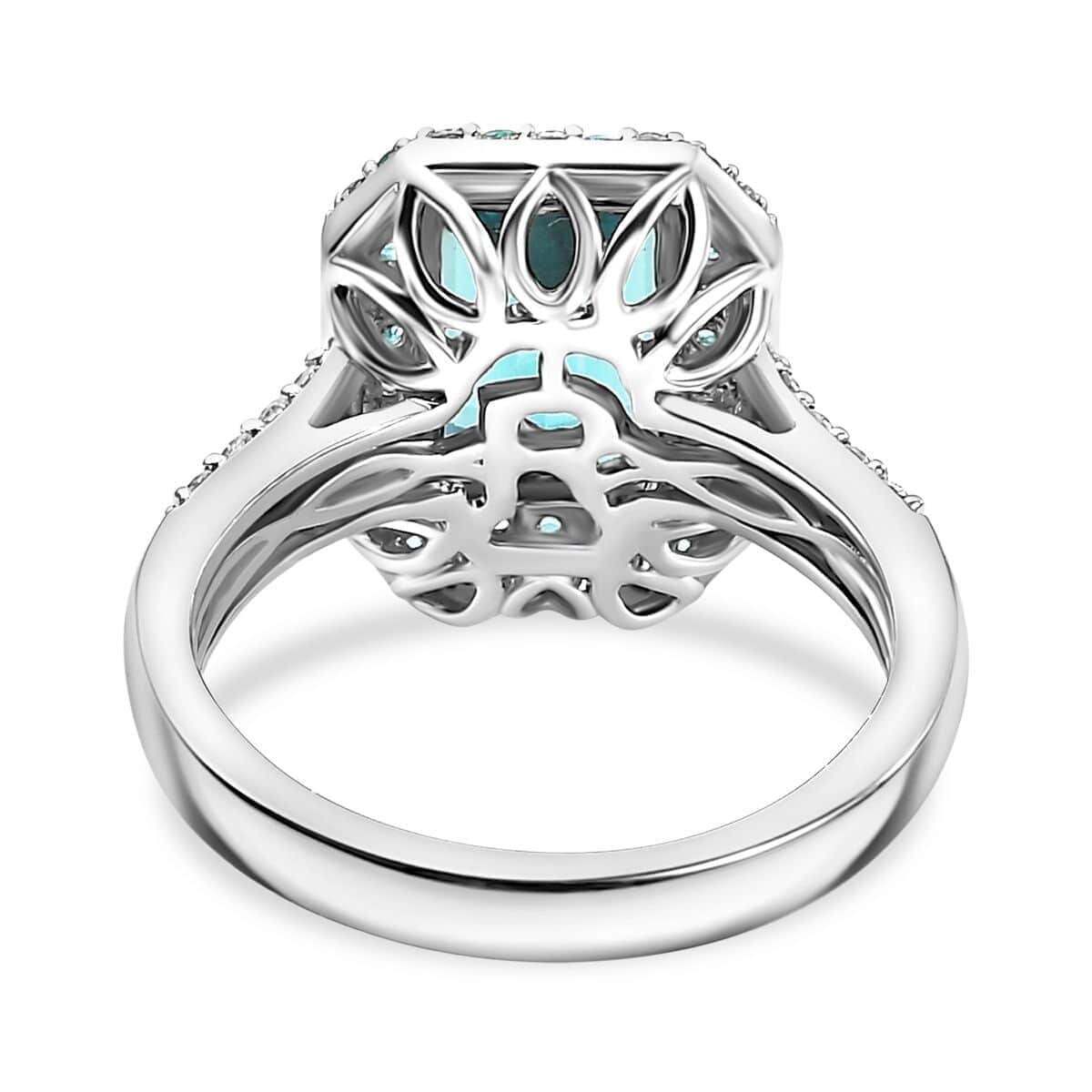 Certified & Appraised Rhapsody 950 Platinum AAAA Pirineu Lagoon Tourmaline, Paraiba Tourmaline and Diamond (E-F, VS2) (0.48 cts) Ring (Size 10.0) (8.45 g) 3.65 ctw image number 4