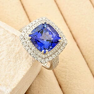 Celestial Azure Certified & Appraised Rhapsody AAAA Tanzanite and E-F VS Diamond 5.75 ctw Ring in 950 Platinum (Size 5.5) 10.45 Grams