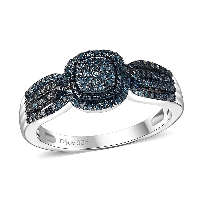 Blue Diamond 0.33 ctw Eternal Love Ring in Rhodium Over Sterling Silver (Size 10.0)