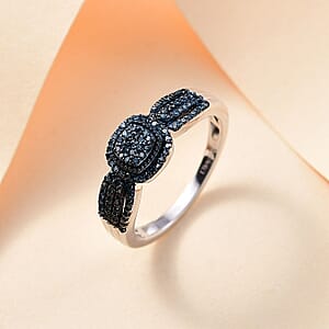 Blue Diamond 0.33 ctw Eternal Love Ring in Rhodium Over Sterling Silver (Size 10.0)