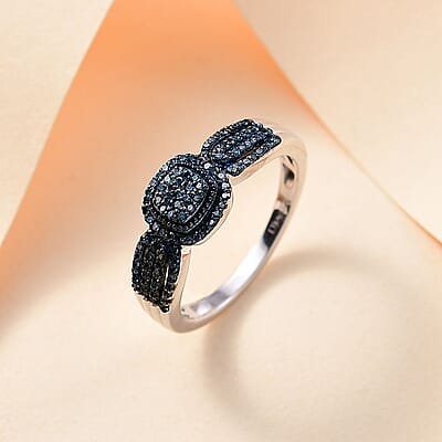 Blue Diamond 0.33 ctw Eternal Love Ring in Rhodium Over Sterling Silver (Size 10.0)