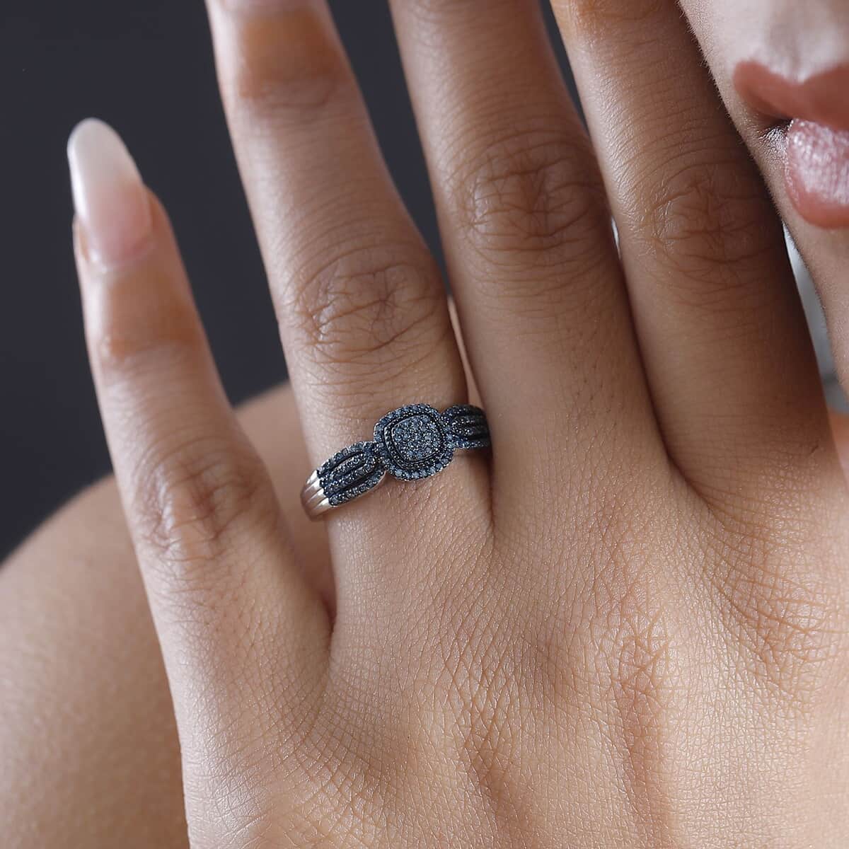 Blue Diamond 0.33 ctw Eternal Love Ring in Rhodium Over Sterling Silver (Size 10.0) image number 2