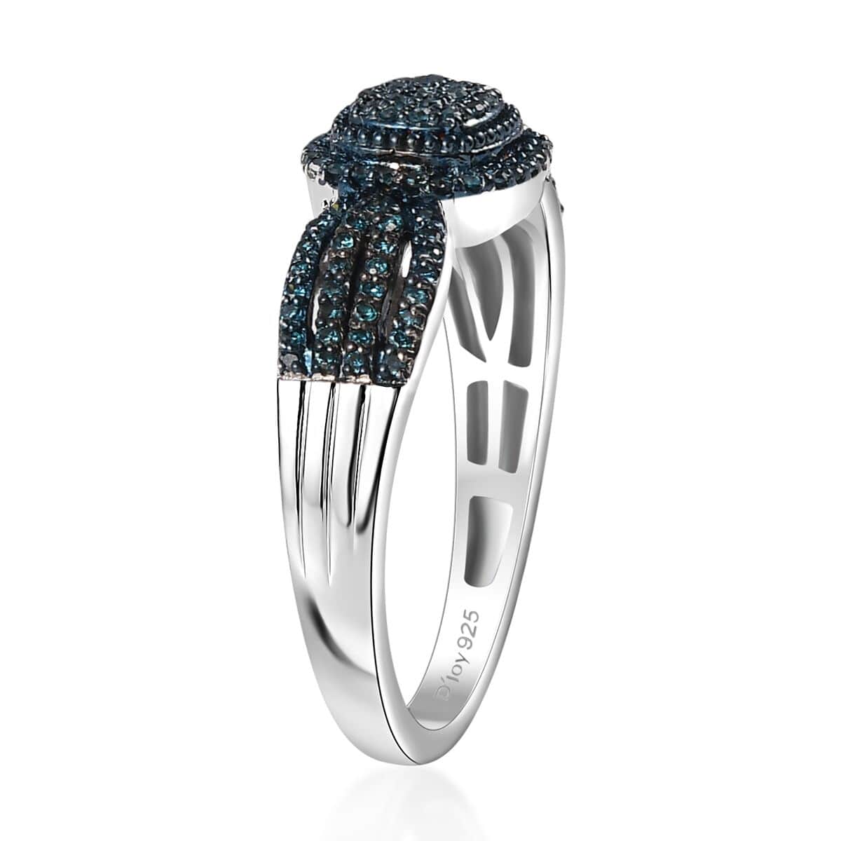 Blue Diamond 0.33 ctw Eternal Love Ring in Rhodium Over Sterling Silver (Size 10.0) image number 3