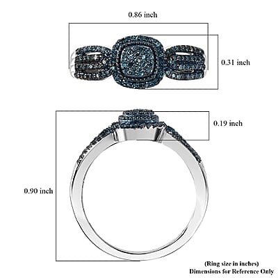 Blue Diamond 0.33 ctw Eternal Love Ring in Rhodium Over Sterling Silver (Size 10.0)