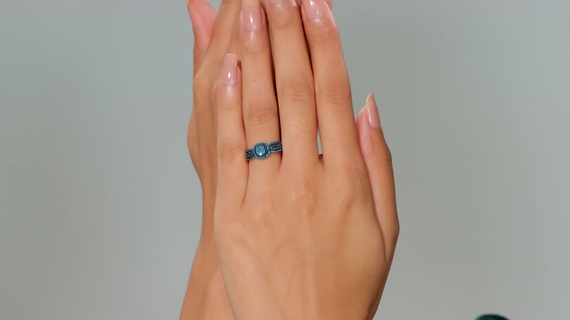Doorbuster Blue Diamond (IR) Cluster Ring in Rhodium Over Sterling Silver (Size 10.0) 0.33 ctw