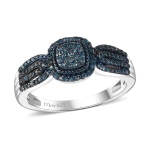 Blue Diamond 0.33 ctw Eternal Love Ring in Rhodium Over Sterling Silver (Size 6.0)