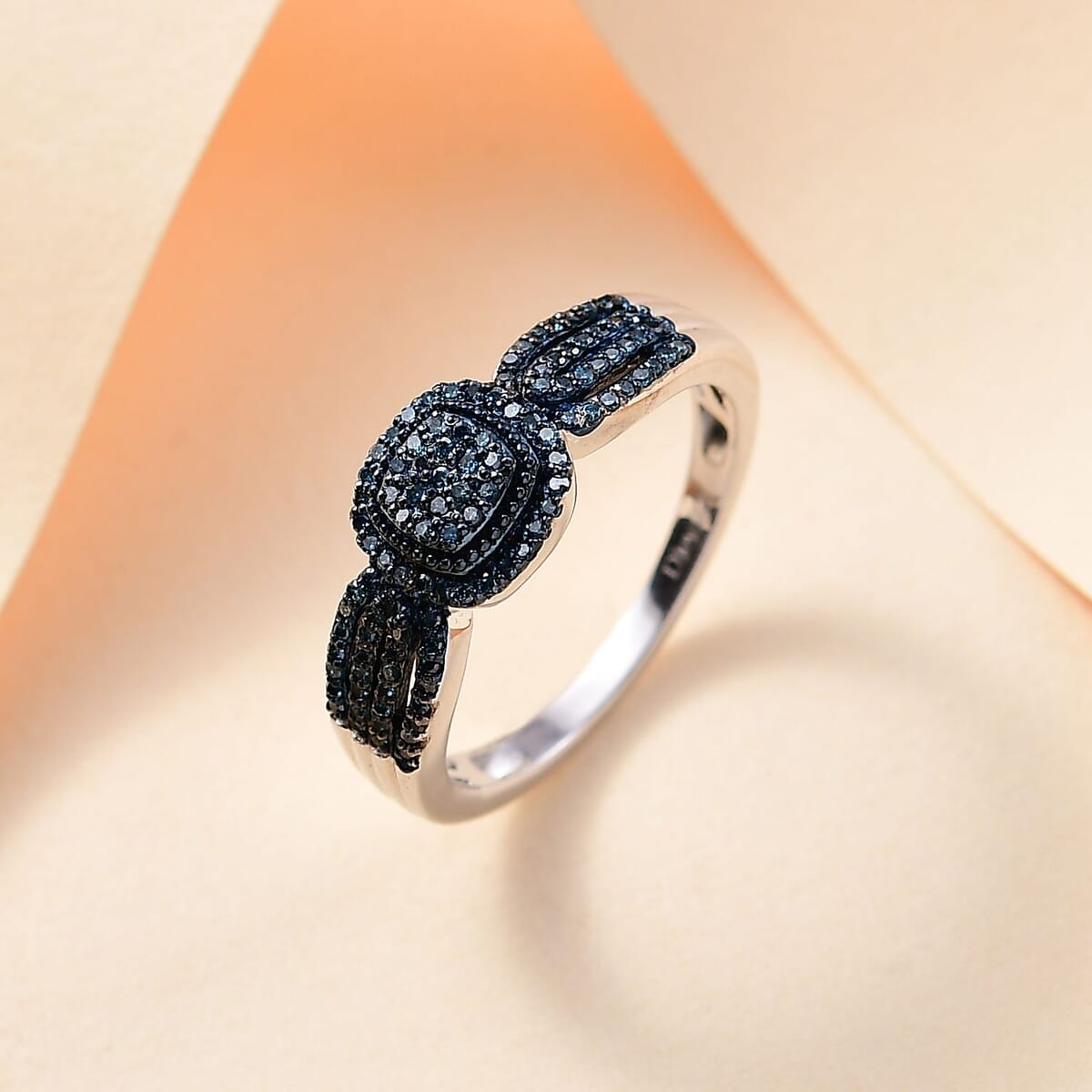 Blue Diamond 0.33 ctw Eternal Love Ring in Rhodium Over Sterling Silver (Size 6.0) image number 1