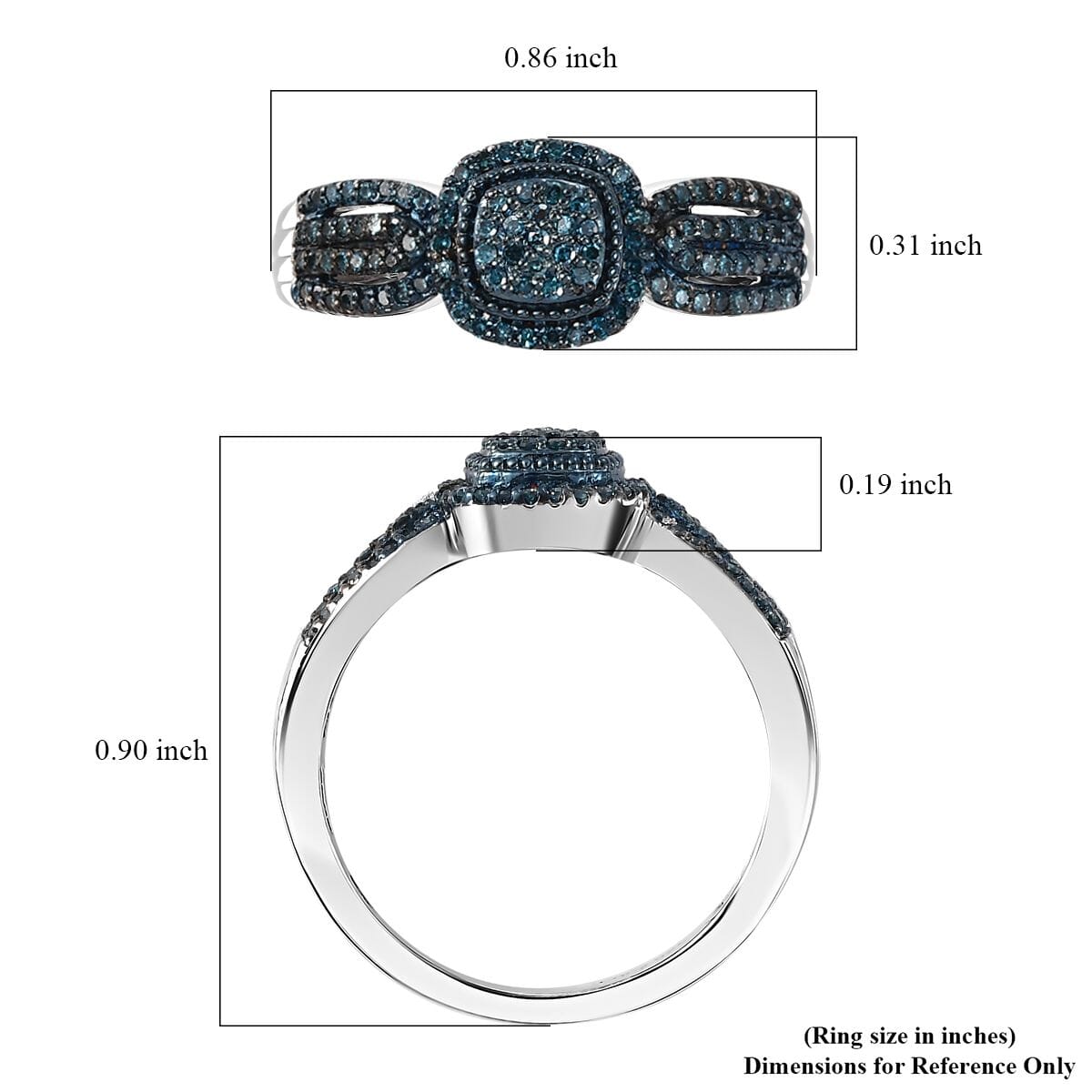 Blue Diamond 0.33 ctw Eternal Love Ring in Rhodium Over Sterling Silver (Size 6.0) image number 5