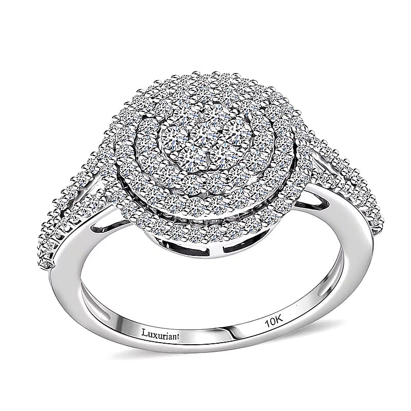 Luxuriant Lab Grown Diamond G-H SI, 1.00 ctw Cocktail Ring in 10K White Gold (Size 5.0)