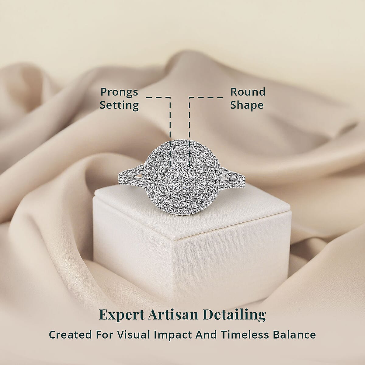 Luxuriant Lab Grown Diamond G-H SI, 1.00 ctw Cocktail Ring in 10K White Gold (Size 5.0) image number 4