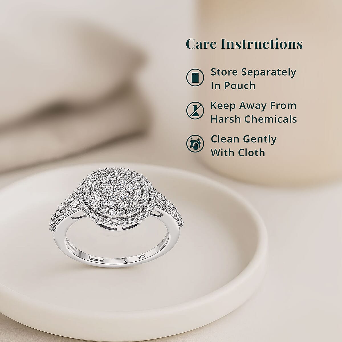 Luxuriant Lab Grown Diamond G-H SI, 1.00 ctw Cocktail Ring in 10K White Gold (Size 5.5) image number 5