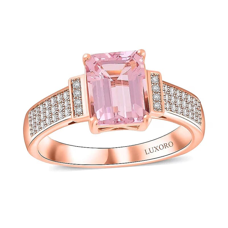 Certified & Appraised Luxoro AAA Palmeiras Pink Morganite and G-H I2 Diamond 2.50 ctw Ring in 10K Rose Gold (Size 5.0)