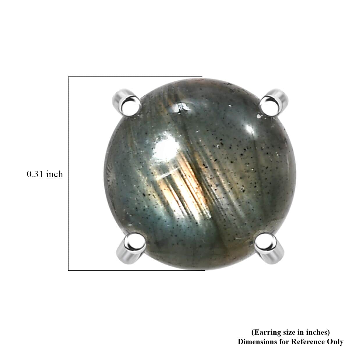 Malagasy Labradorite 4.80 ctw Solitaire Stud Earrings in Rhodium Over Sterling Silver image number 5