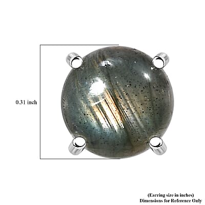 Malagasy Labradorite 4.80 ctw Solitaire Stud Earrings in Rhodium Over Sterling Silver