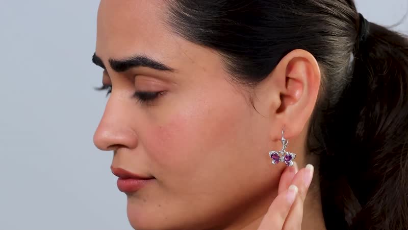 African Amethyst and Multi Gemstone 2.40 ctw Butterfly Lever Back Earrings in Platinum Over Sterling Silver