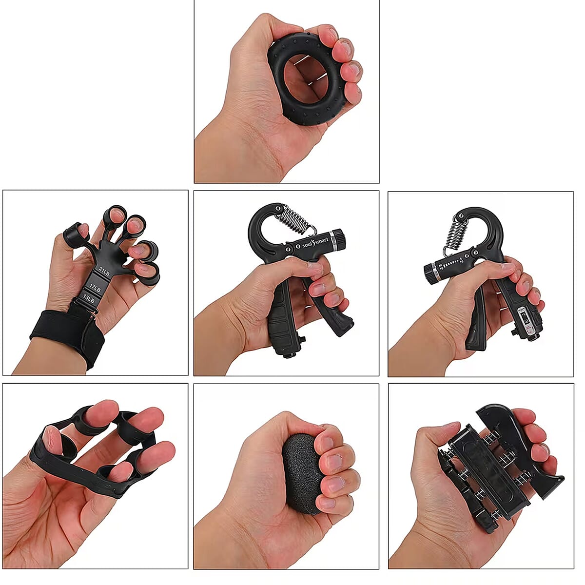 Black 6pcs Grip Strength Trainer Sets image number 7