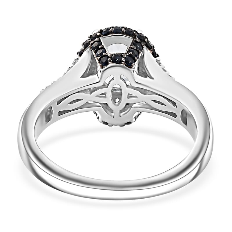 Santa Maria Aquamarine and Multi Gemstone 2.00 ctw Ocean Whisper Ring in Rhodium Over Sterling Silver (Size 10.0)