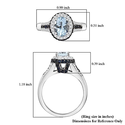 Santa Maria Aquamarine and Multi Gemstone 2.00 ctw Ocean Whisper Ring in Rhodium Over Sterling Silver (Size 10.0)