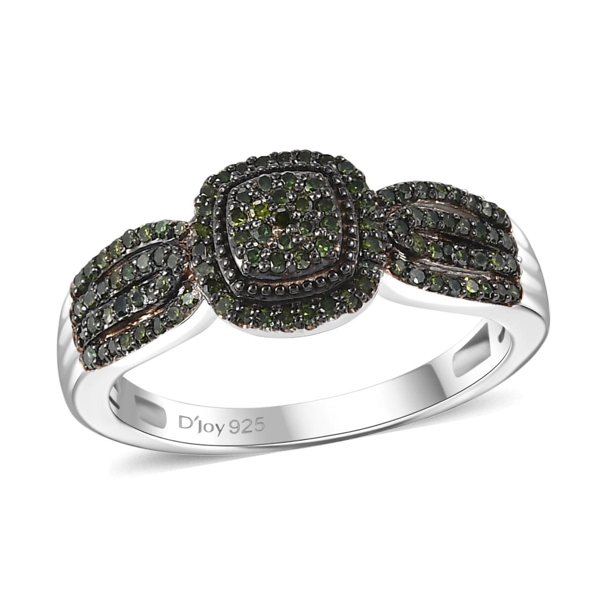 Green Diamond 0.33 ctw Eternal Love Ring in Rhodium Over Sterling Silver (Size 6.0) image number 0