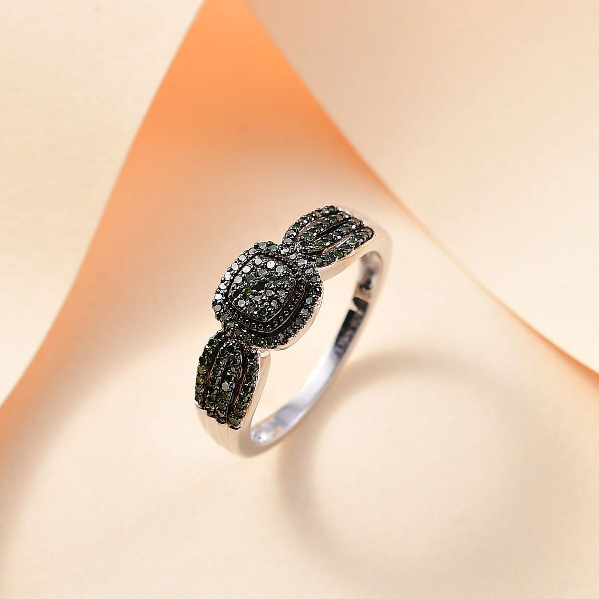 Green Diamond 0.33 ctw Eternal Love Ring in Rhodium Over Sterling Silver (Size 6.0) image number 1