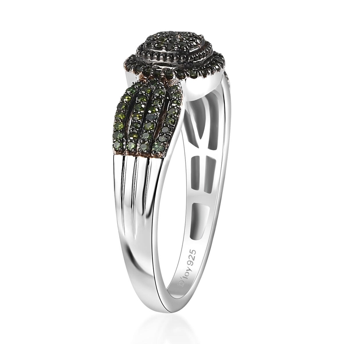 Green Diamond 0.33 ctw Eternal Love Ring in Rhodium Over Sterling Silver (Size 6.0) image number 3