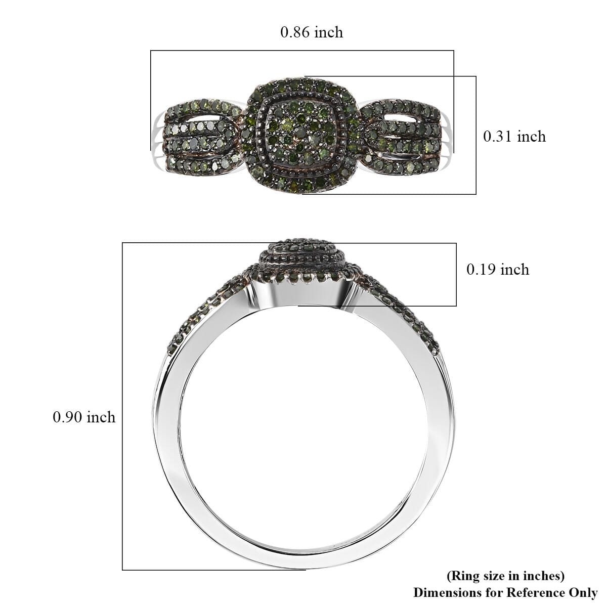 Green Diamond 0.33 ctw Eternal Love Ring in Rhodium Over Sterling Silver (Size 6.0) image number 5