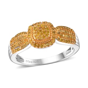 Yellow Diamond 0.33 ctw Eternal Love Ring in Rhodium Over Sterling Silver (Size 6.0)