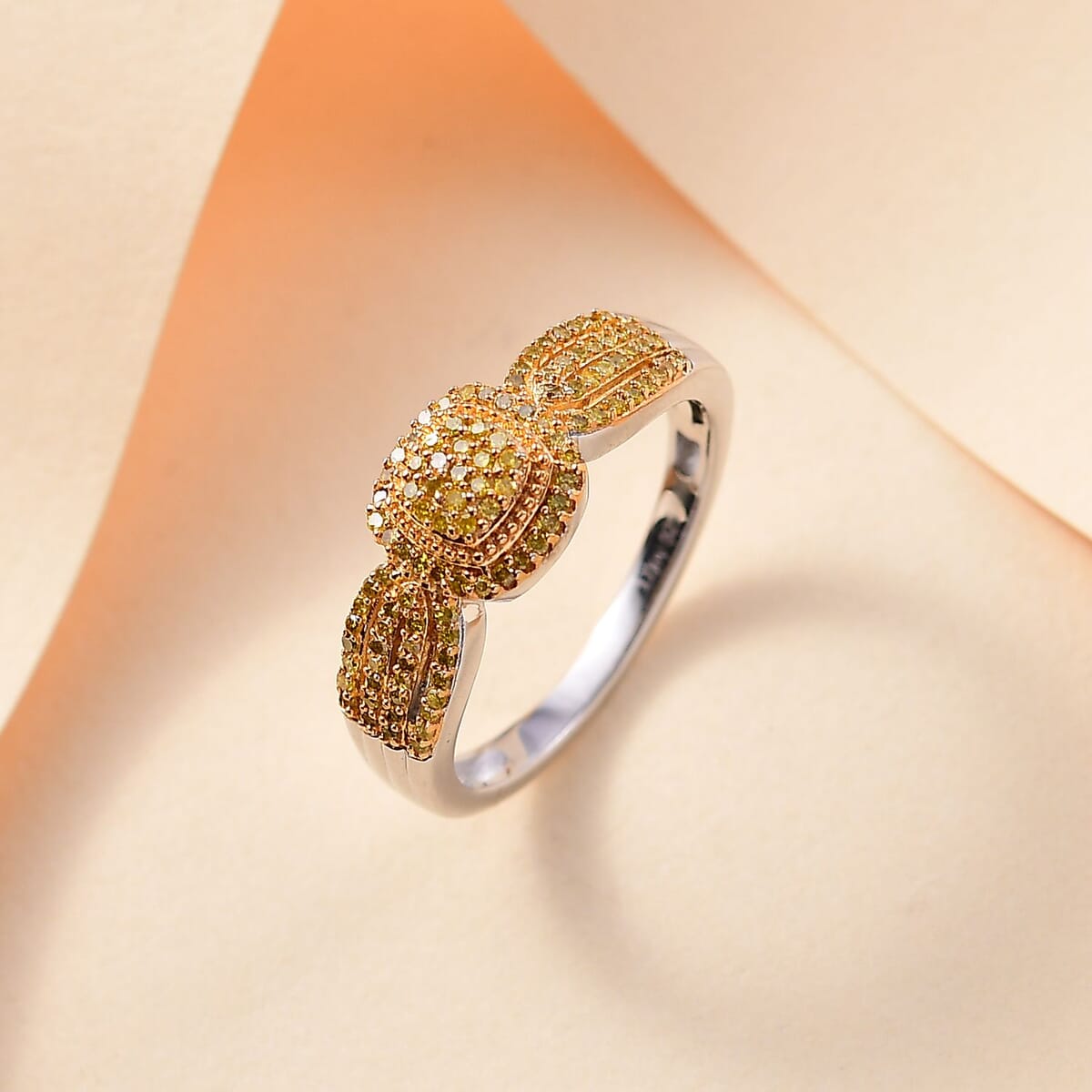 Yellow Diamond 0.33 ctw Eternal Love Ring in Rhodium Over Sterling Silver (Size 6.0) image number 1