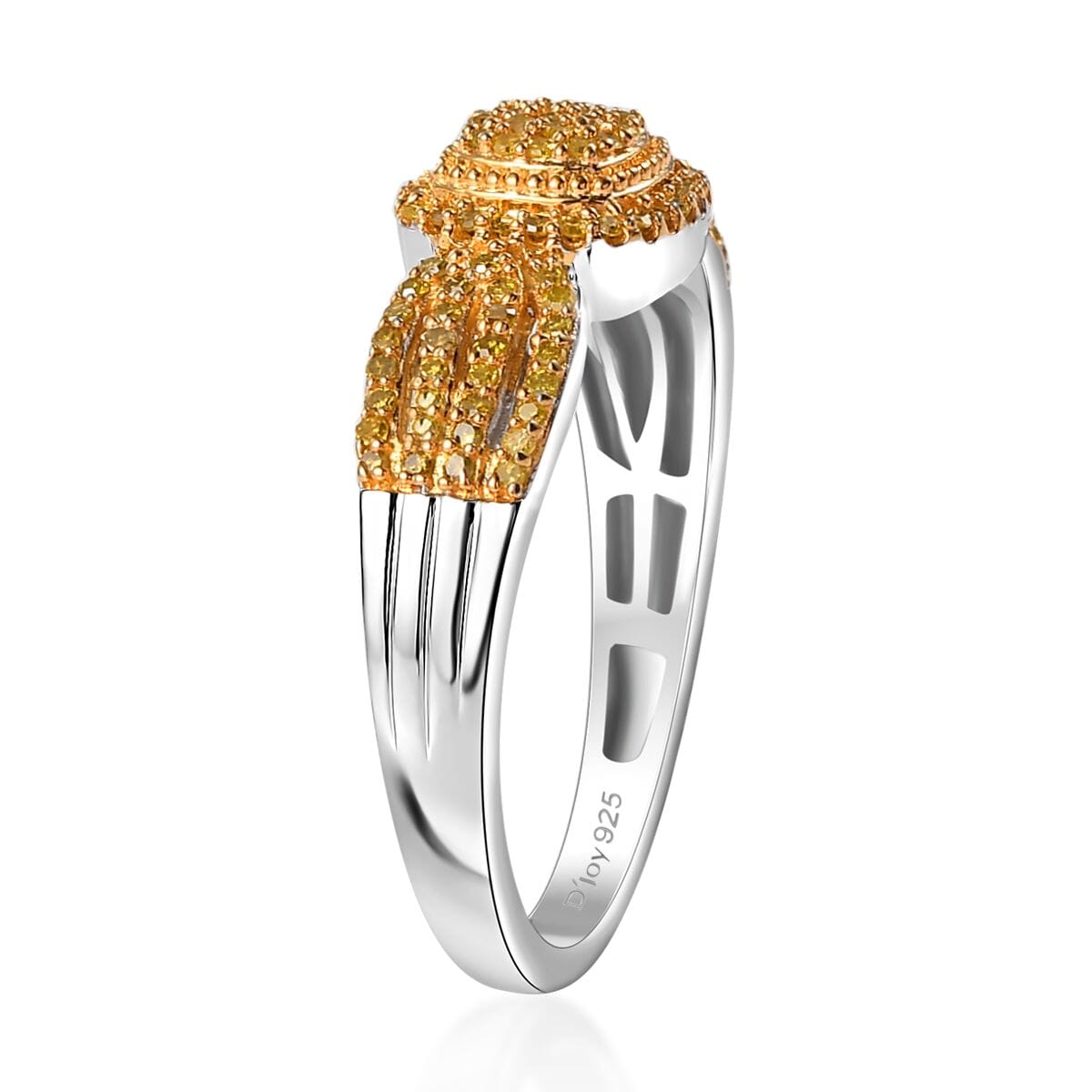 Yellow Diamond 0.33 ctw Eternal Love Ring in Rhodium Over Sterling Silver (Size 6.0) image number 3