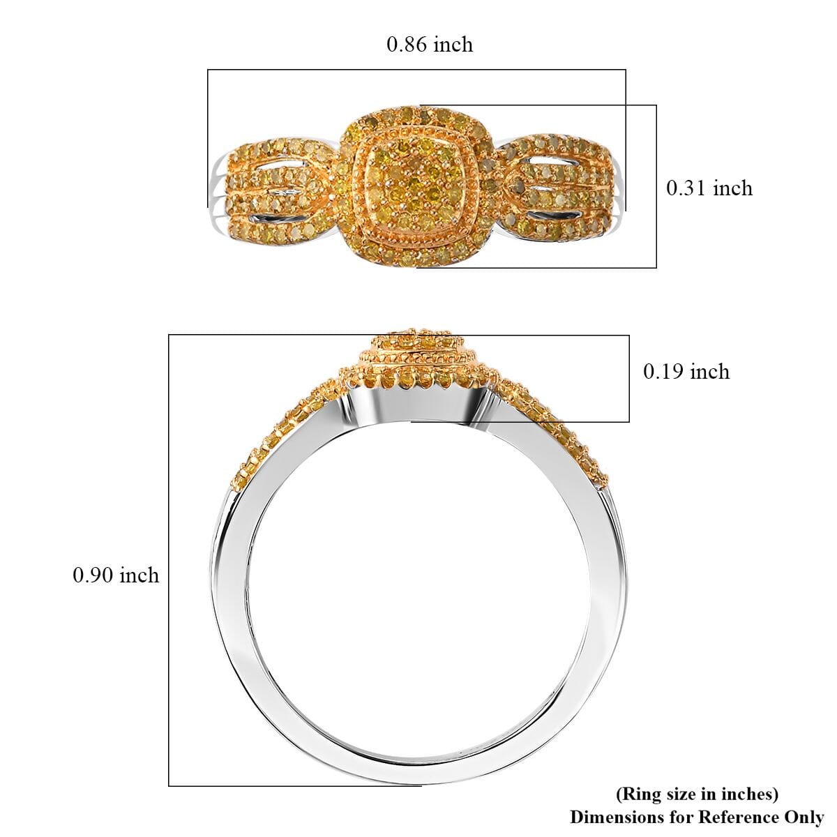 Yellow Diamond 0.33 ctw Eternal Love Ring in Rhodium Over Sterling Silver (Size 6.0) image number 5