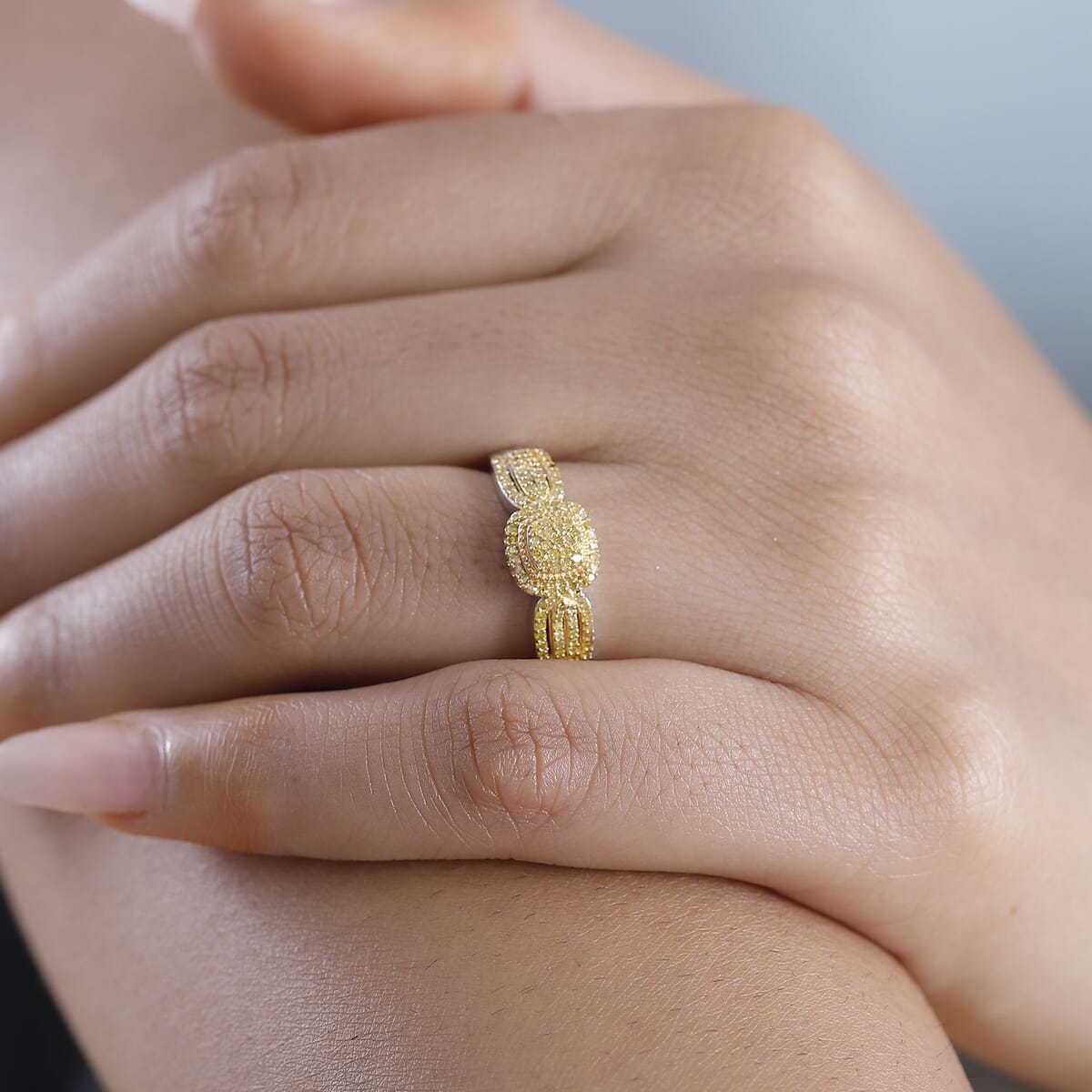 Yellow Diamond 0.33 ctw Eternal Love Ring in Rhodium Over Sterling Silver (Size 7.0) image number 2